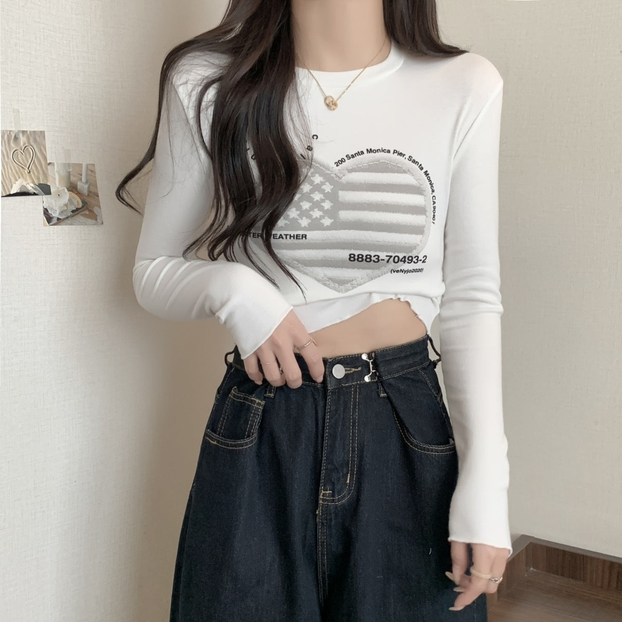 Dralon Warm Printing Long Sleeve Women's Spring And Summer Inner Wear - Chic Angle