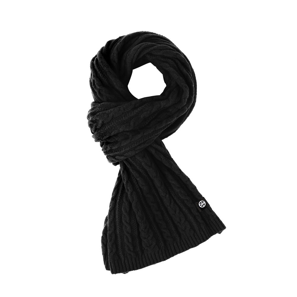 Solid Color Scarf For Women Winter Warm Fashion Versatile Shawl Korean Style Sweet Knitted Woolen Long Scarf