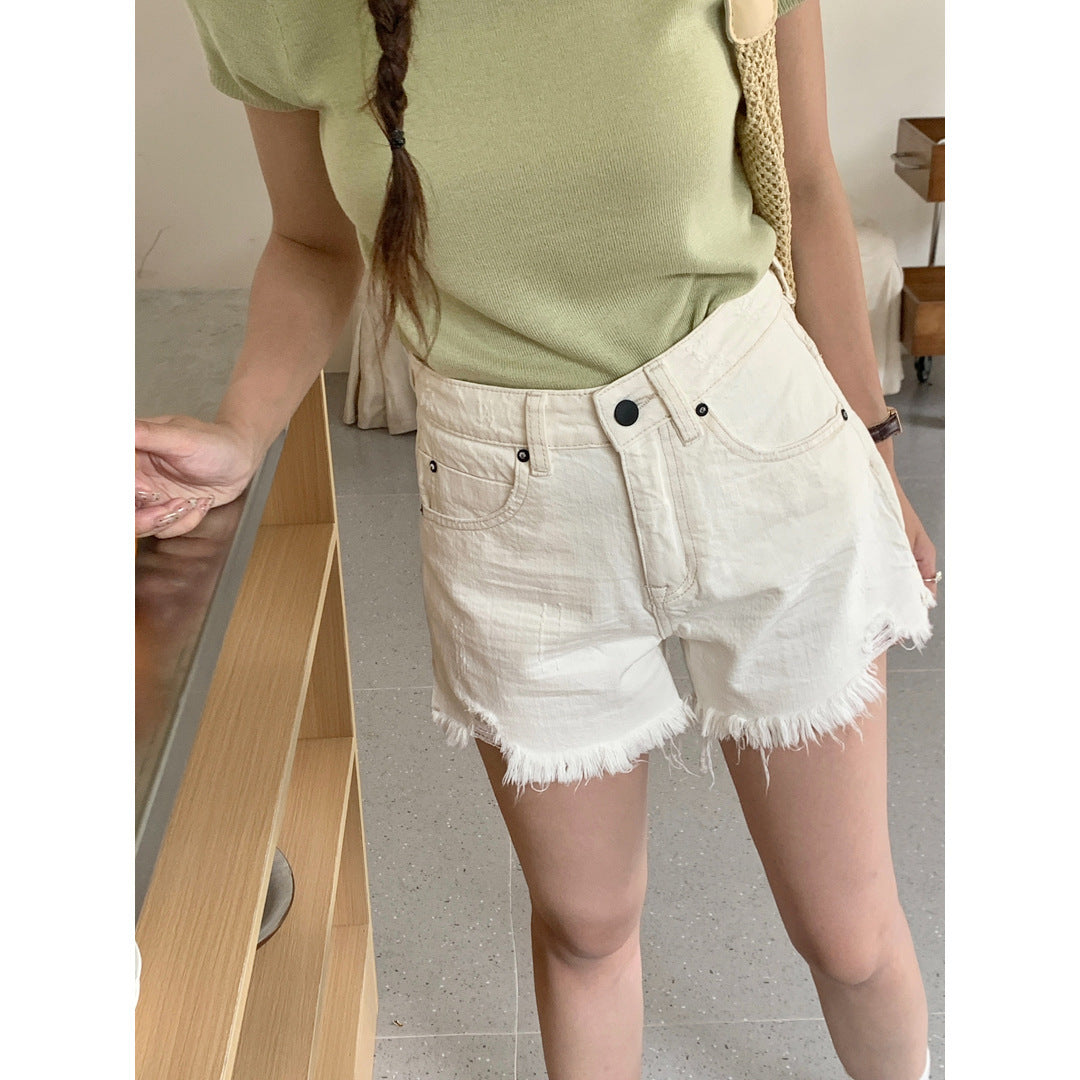 Hot Girl Ripped Frayed Vintage Denim Shorts - Chic Angle