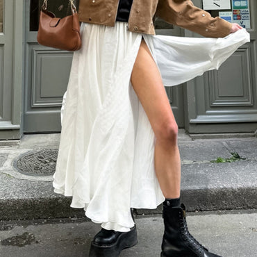 High Waist Slit Skirt Fashion Lady