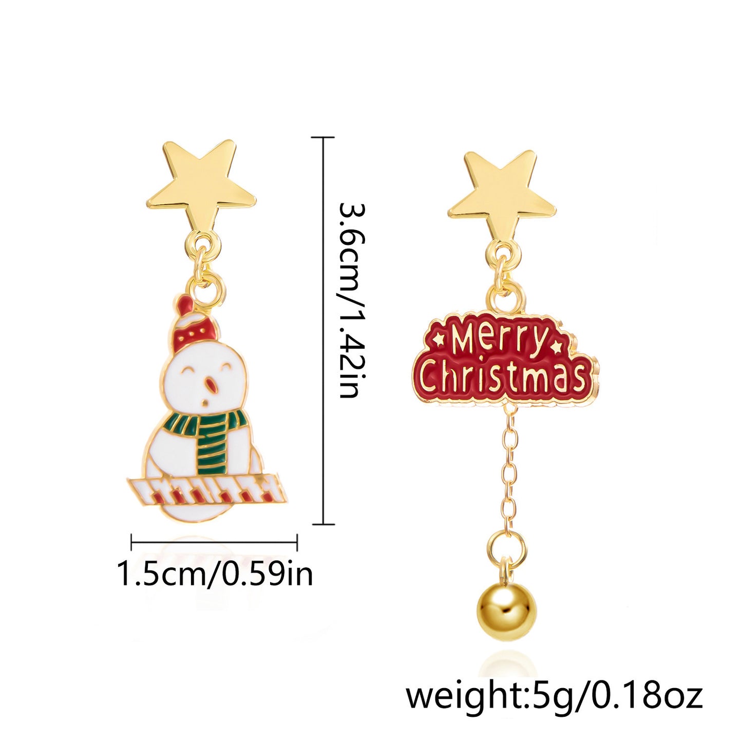 Christmas Earrings Women's Asymmetric Cartoon