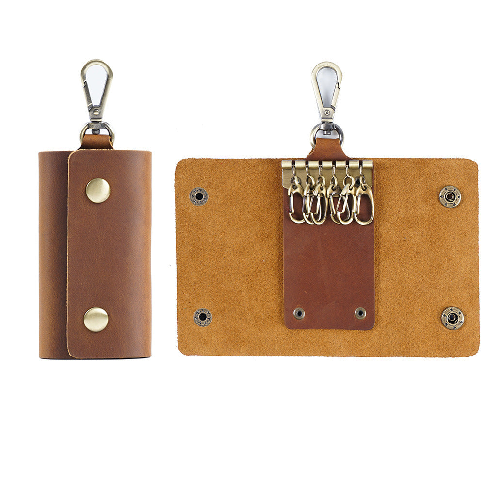 First Layer Cowhide Coin Purse Car Multifunctional Keychain