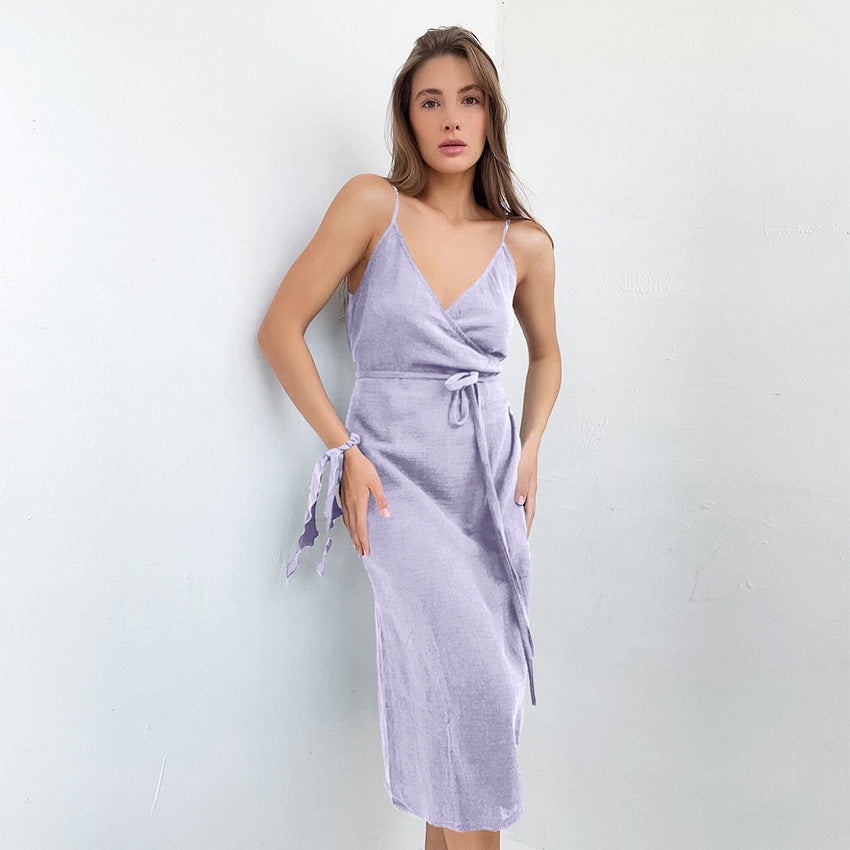 Women's Small Open Back Bottom Split Long Dress
