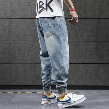 Men's Korean Style Cropped Trousers Trendy Casual Loose Harem Pants