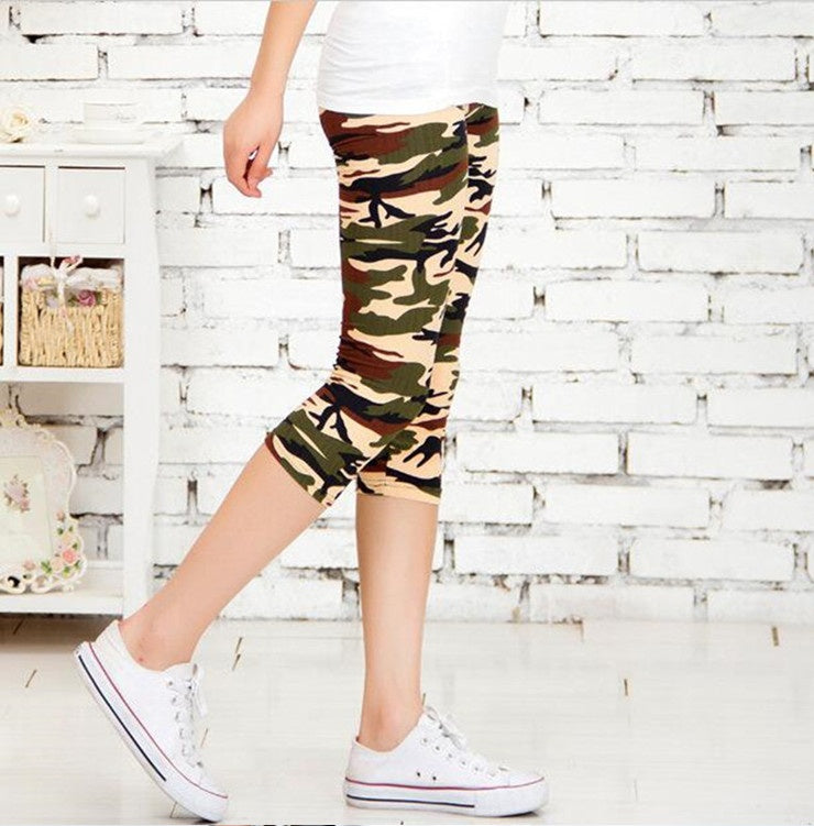 Printed Cropped Leggings Women Stretch Milk Silk Thin Pants