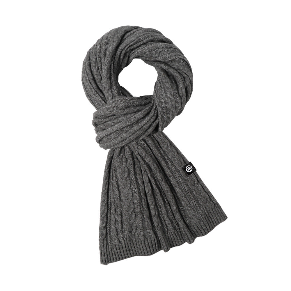 Solid Color Scarf For Women Winter Warm Fashion Versatile Shawl Korean Style Sweet Knitted Woolen Long Scarf