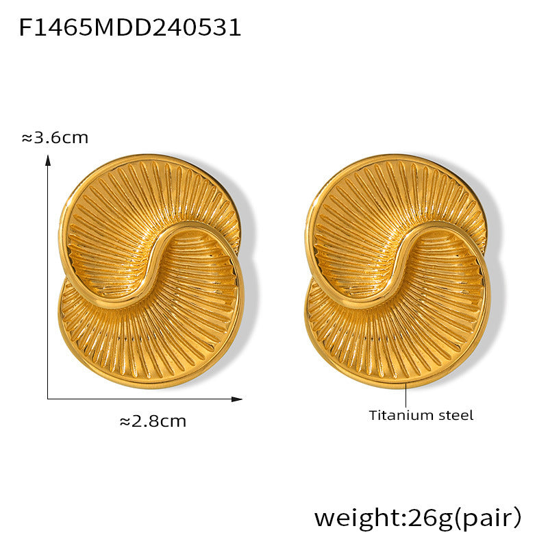 Elegant Earrings Water Drop Shape Texture Spiral