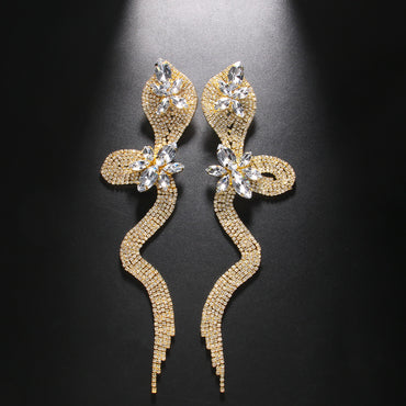 Niche Design Rhinestone Snake Earrings