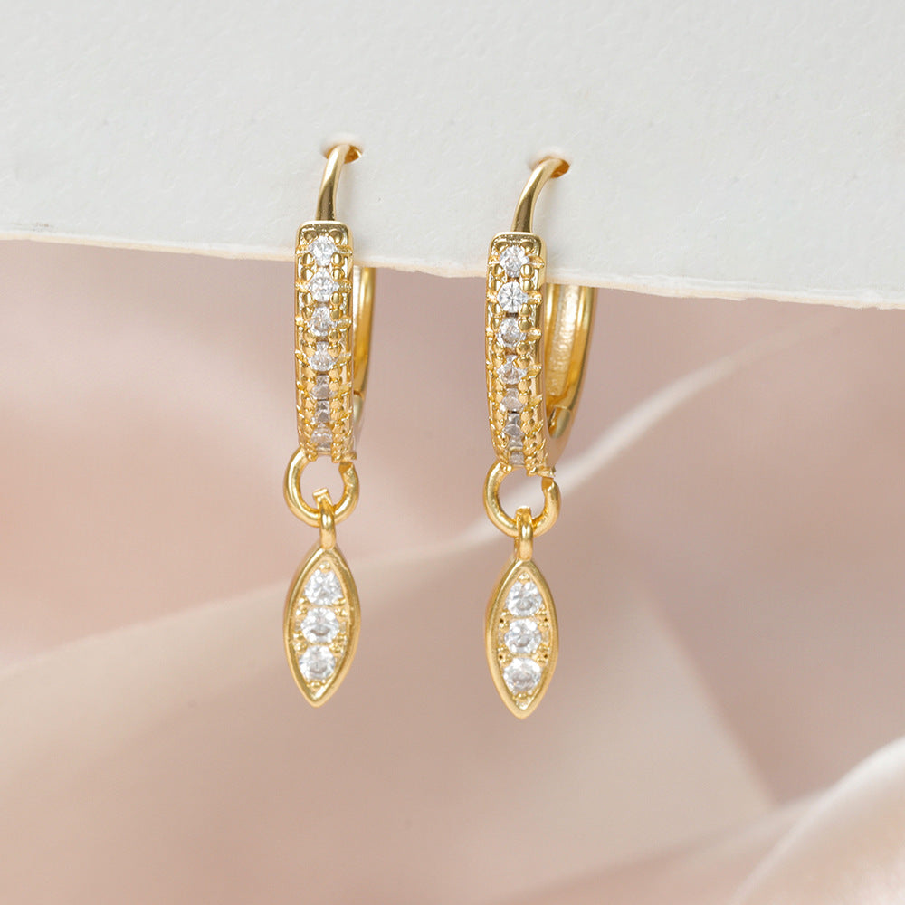 Gold Plated Water Drop Lightning Cross Pendant Earrings