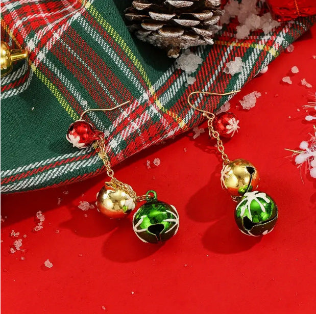 European And American Elegant Cute Christmas Colorful Bell Tassel Earrings