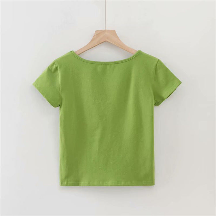 Women's Summer Midriff-baring Short Tight Short-sleeved Top