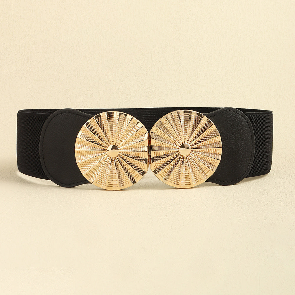 Stylish Women's Wide Belt Elastic Elastic Metal Circle With Jacket Shirt-skirt Waist Seal