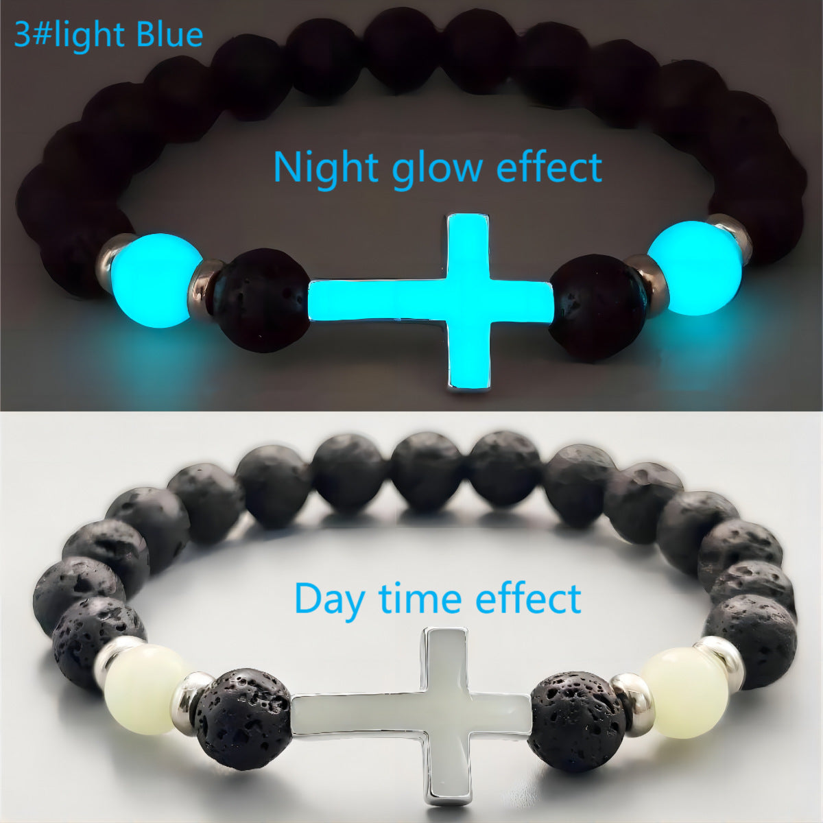 Volcanic Rock Luminous Vintage Bracelet Luminous Cross Bead Bracelet