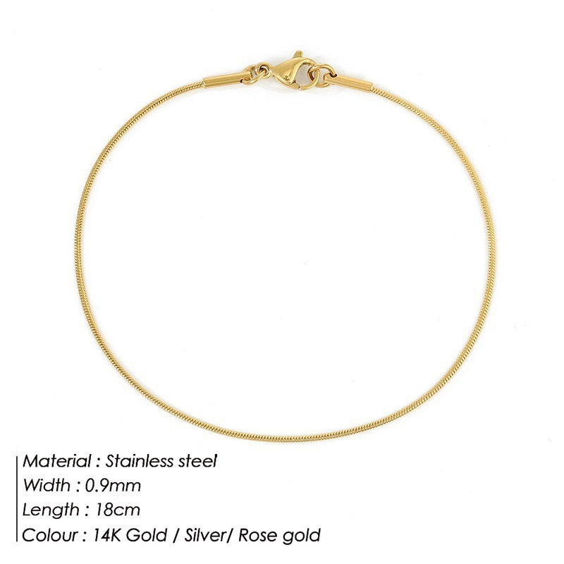 Korean Fashion Stainless Steel Round Snake Bracelet