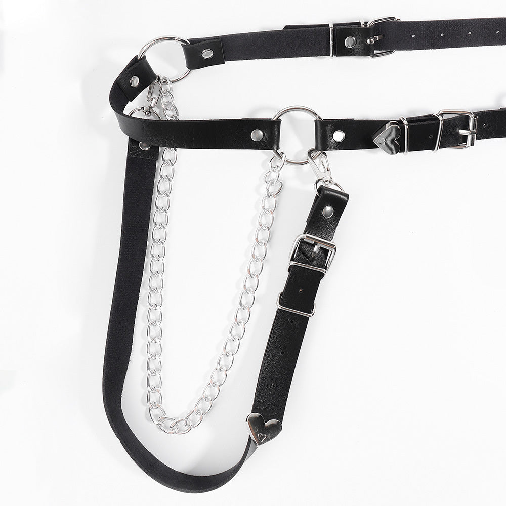 Punk Darkwind Women's Belt Leather Functional Chain Love Belt Sexy Uniform Suspenders Harness Accessories