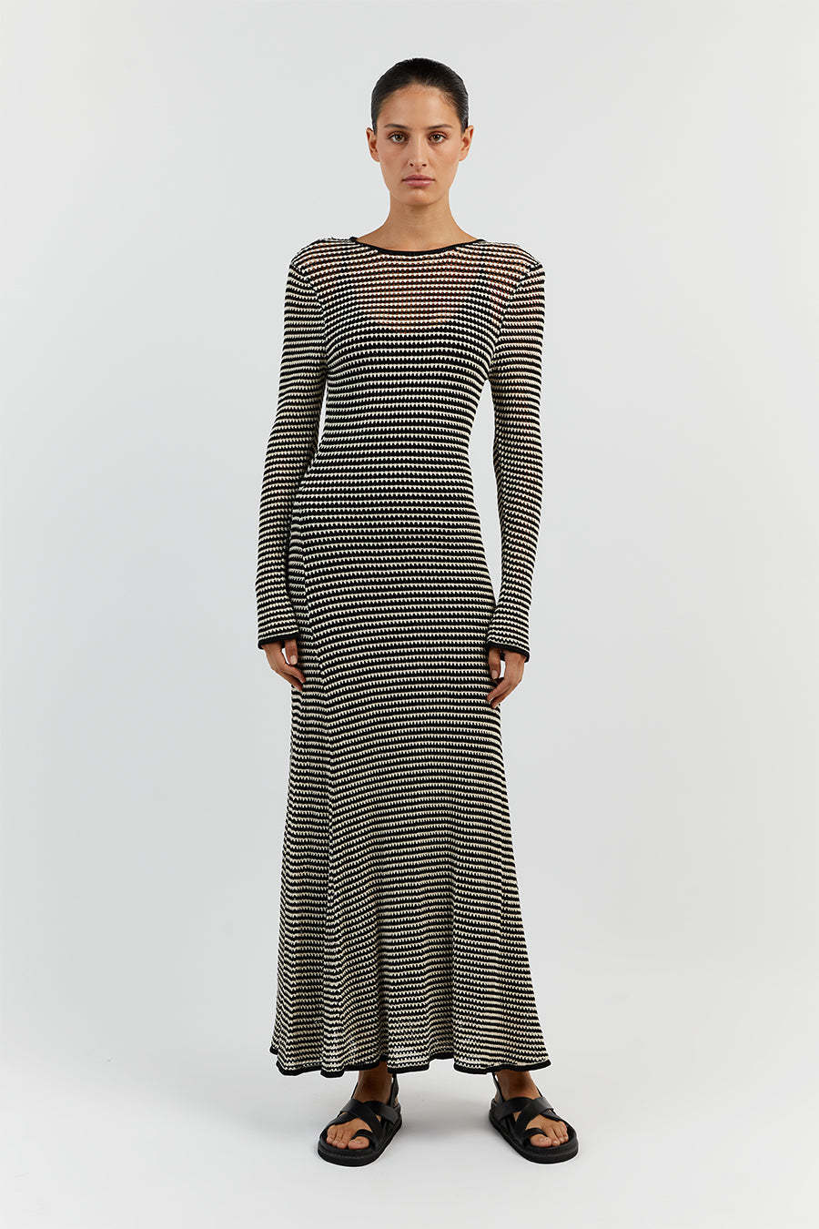 Women's Fashion Mesh Striped European And American Wind Beach Vacation Dress