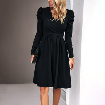 Women's Fashion Elegant V-neck Long-sleeve Dress
