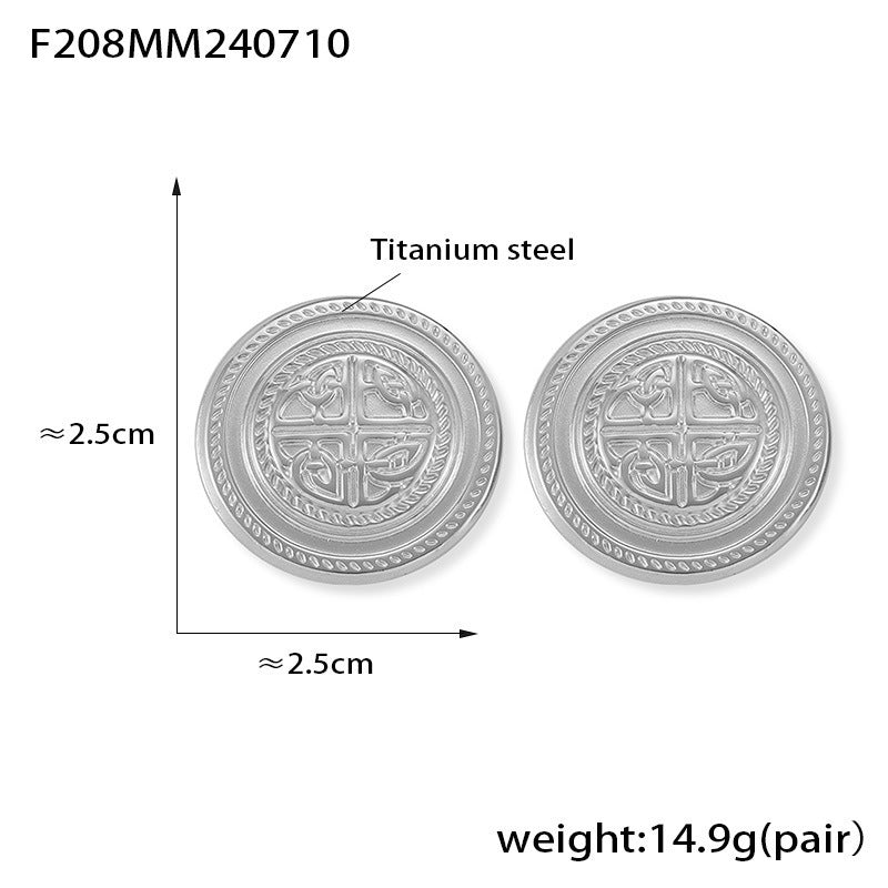European And American Heavy Industry Vintage Cold Style Round Ear Studs Retro Design