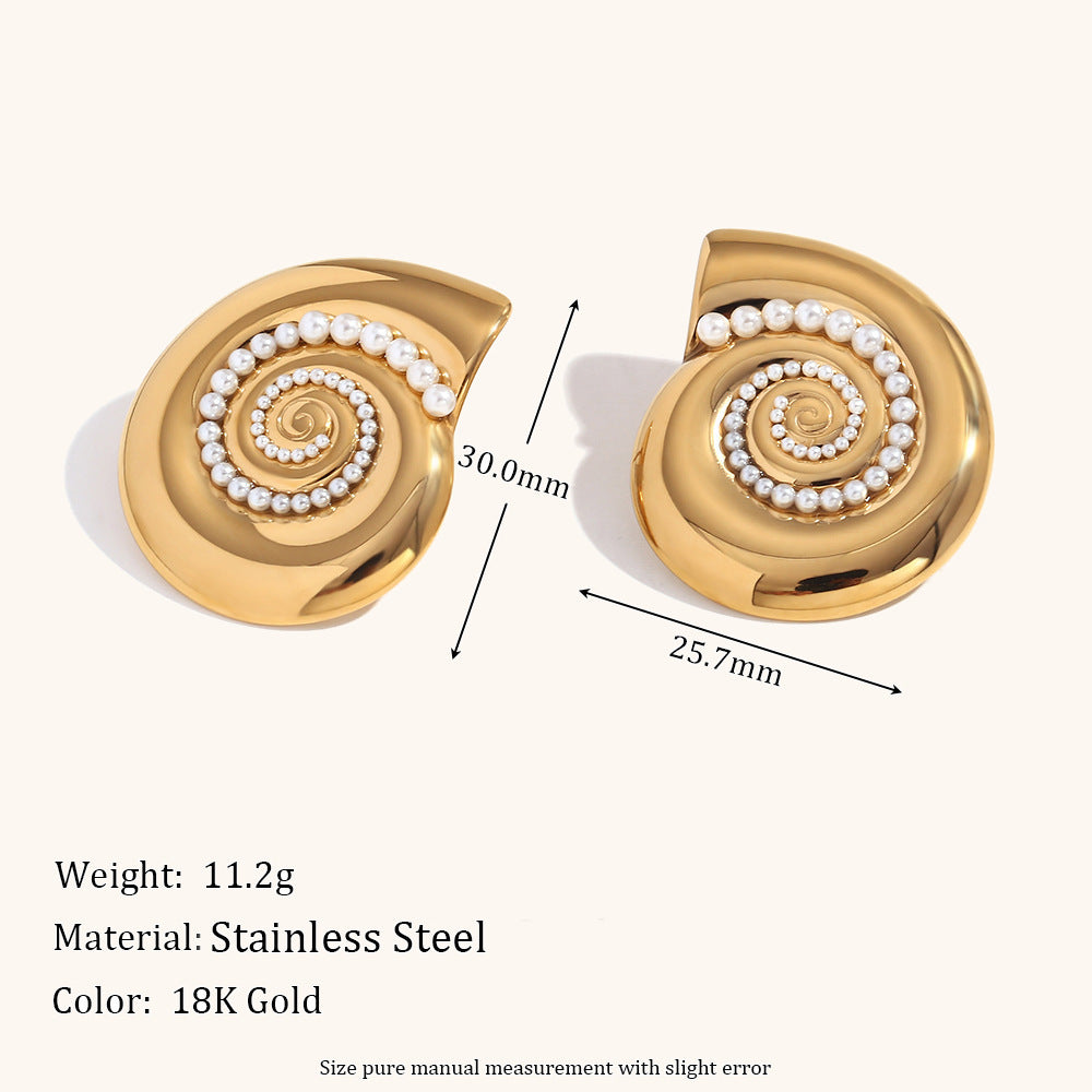 European And American Exaggerated Design Ornament Stainless Steel Plated 18K Jinhailuo Sticky Ear Studs