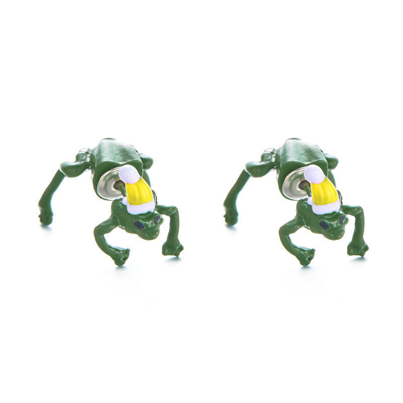 Christmas Stud Earrings Cartoon Creative Frog