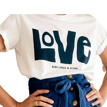 LOVE Printed Women's White T-shirt