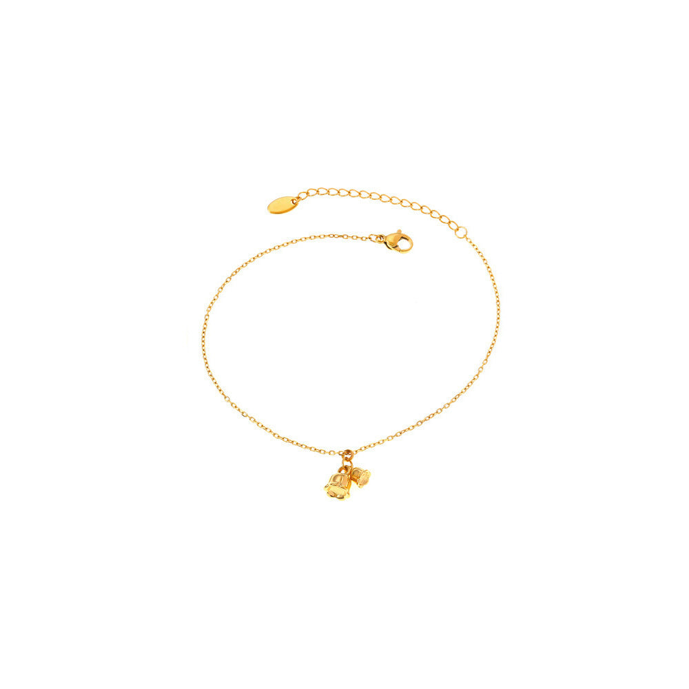 Geometric Lily Pendant Gold Anklet Affordable Luxury Fashion