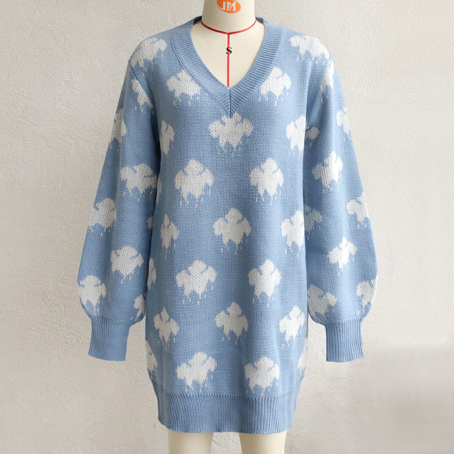 New Autumn And Winter Knitted Lantern Sleeve Dress