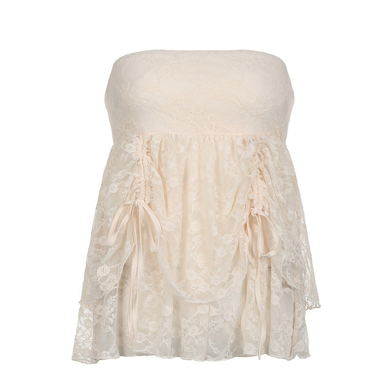 Slim Fit Drawstring Pleated Irregular Top