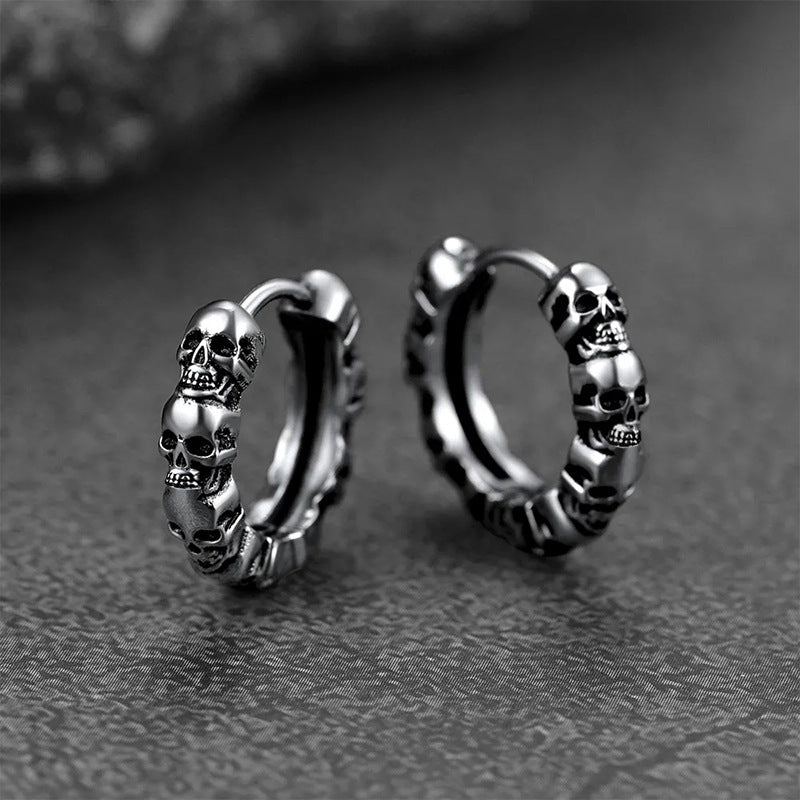 American Earrings Skull Vintage Texture Earrings