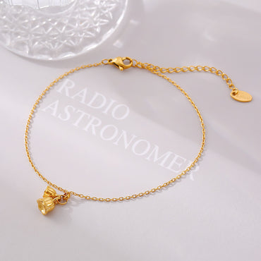 Geometric Lily Pendant Gold Anklet Affordable Luxury Fashion