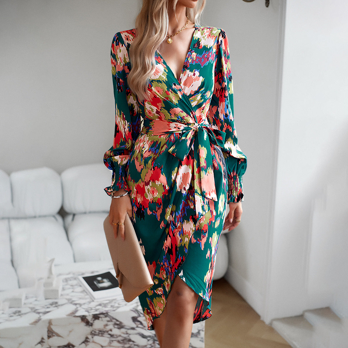 Autumn Winter Elegant V-neck Dress