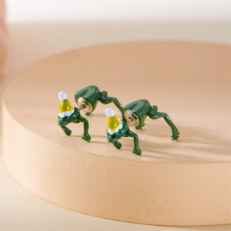 Christmas Stud Earrings Cartoon Creative Frog