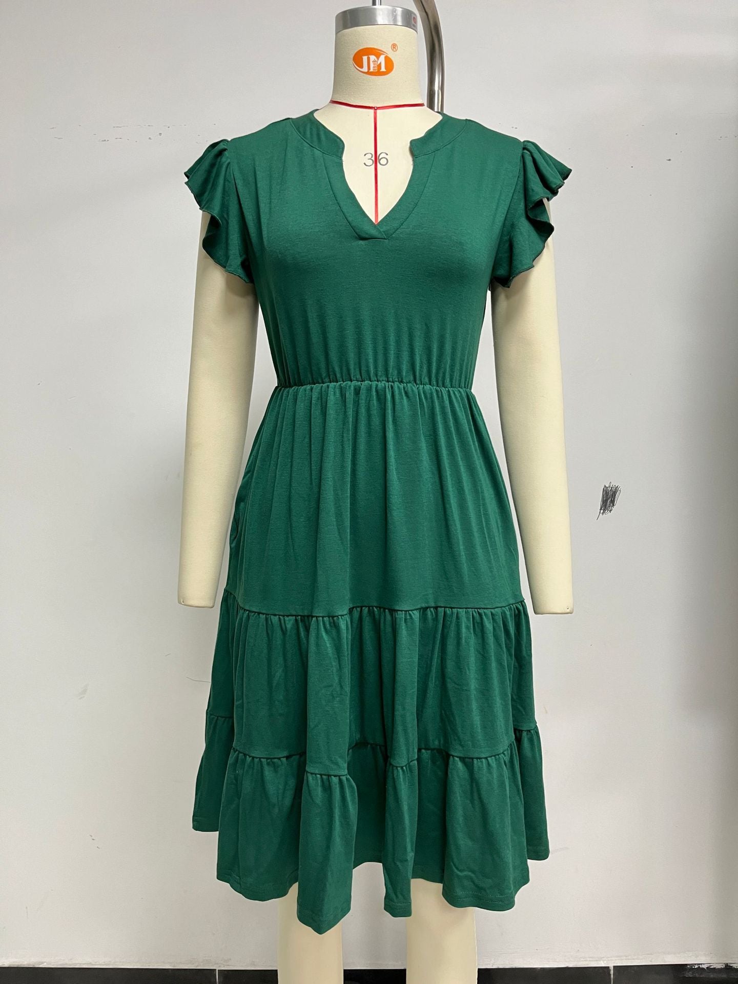 V-neck Loose Short Sleeve Women's Stitching Dress