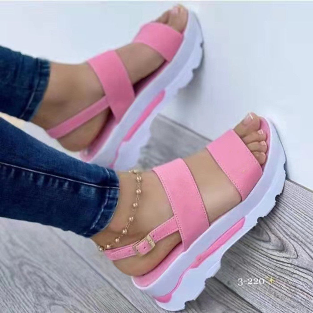 Platform Sports Women's Buckle Wedge Plus Size Beach Sandals