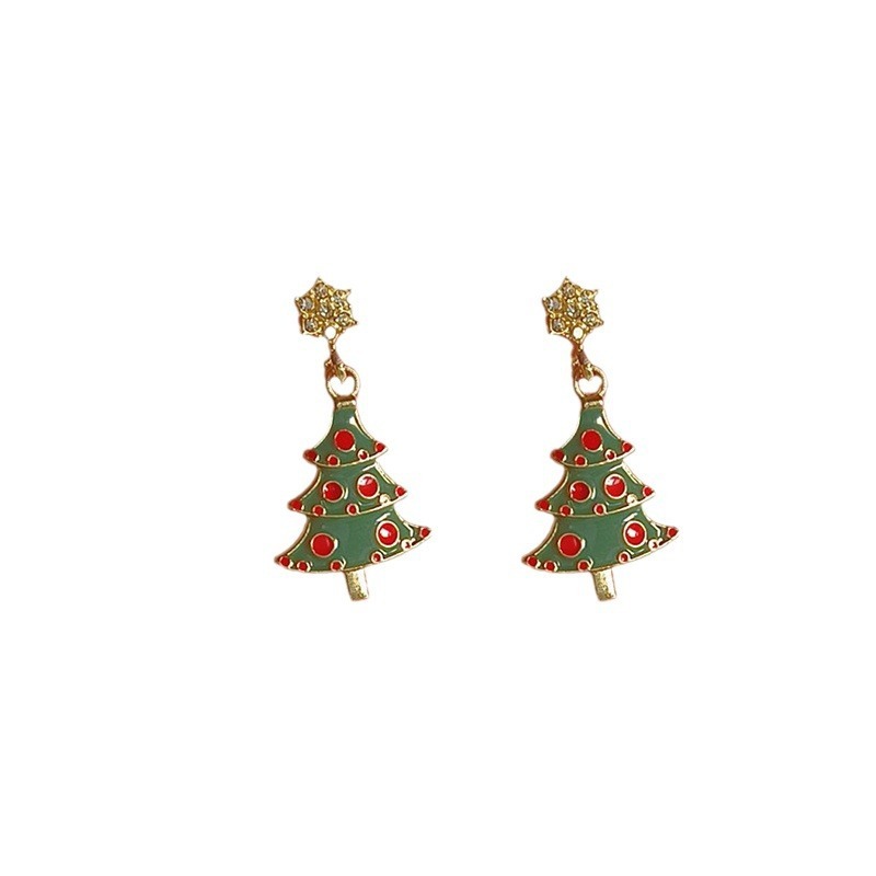 Christmas Tree Earrings Small Fashion Diamond Women's
