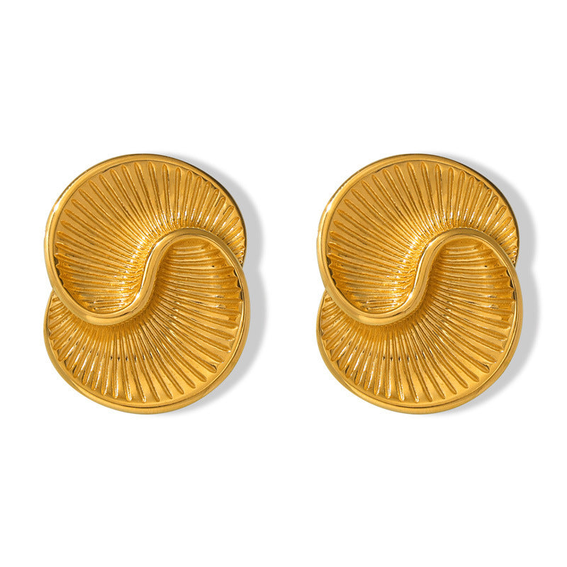 Elegant Earrings Water Drop Shape Texture Spiral