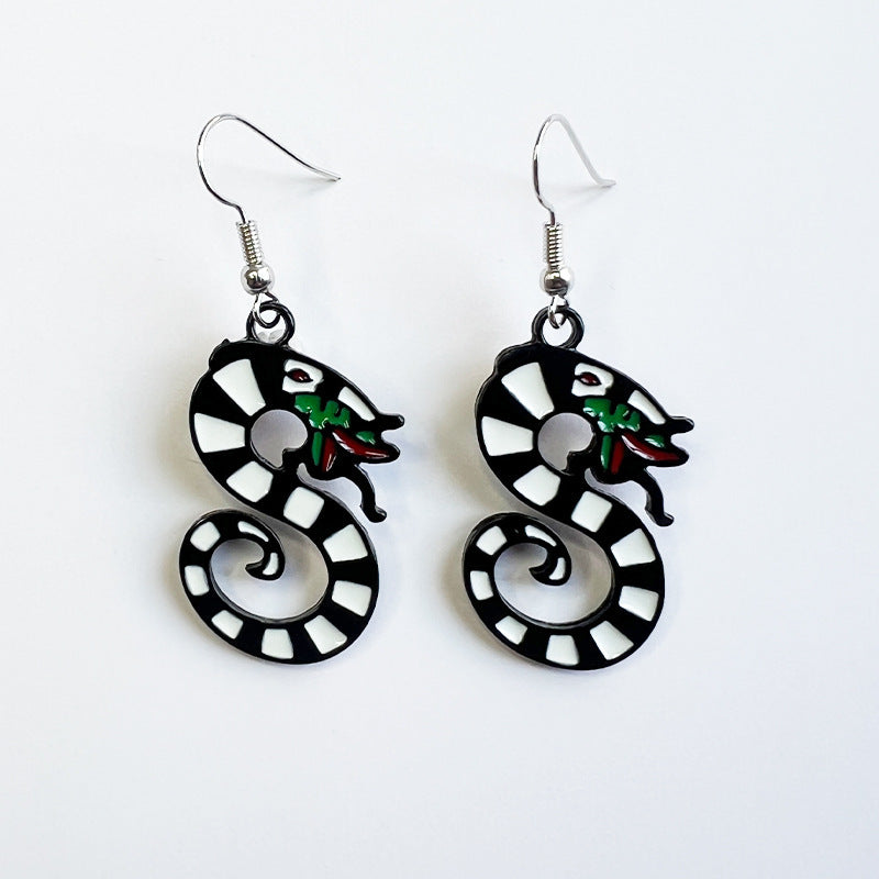 Zodiac Ornament Exaggerated Dripping Dragon Earrings