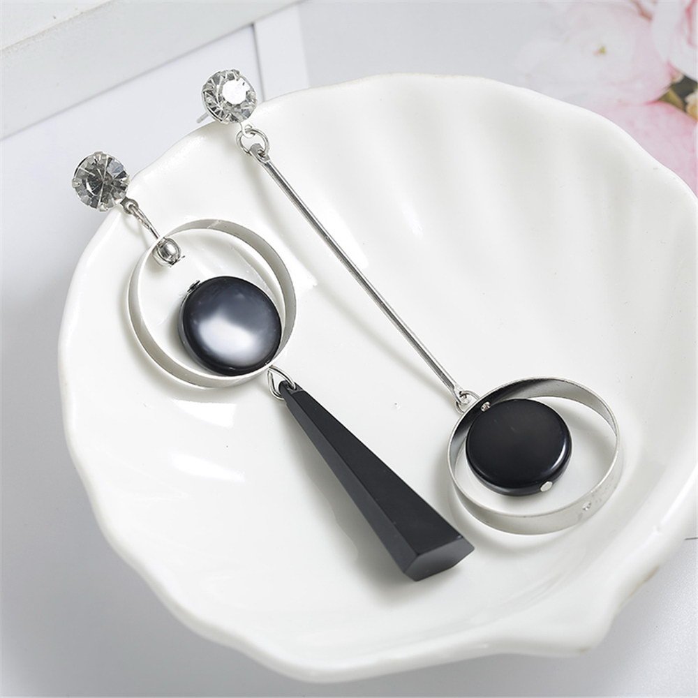 Asymmetric AB version circle European and American fashion exaggerated long earrings