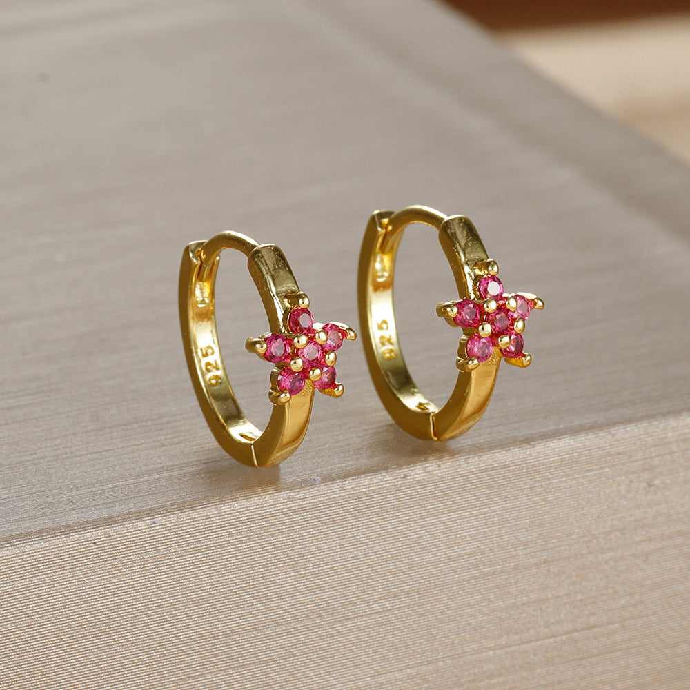Silver Needle Geometric Stars Rhinestone Earrings Women's Fashion