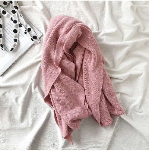 Pure Color Knitted Wool Scarf Women Autumn And Winter