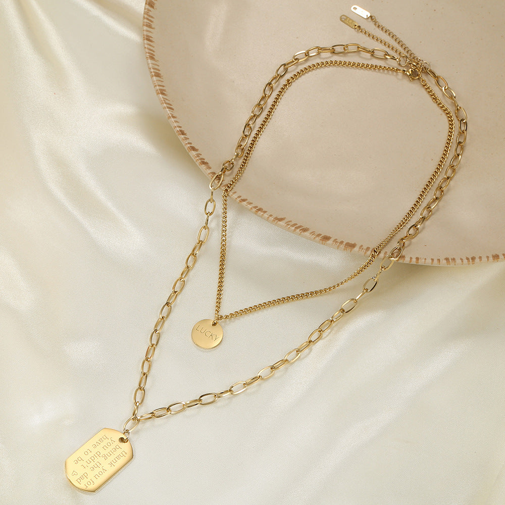 Double-Layer High-Quality Round Brand Square Brand Long Neckla