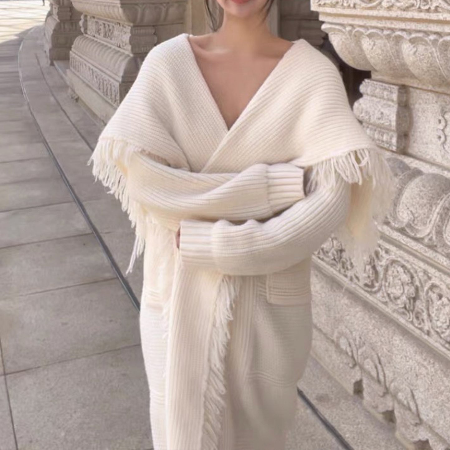 Long Alpaca Wool Sweater Coat, Women's Soft And Waxy Jacket, Hand Knit Sweater Cardigan, Loose Korean Style, Knitwear, Womens Clothing