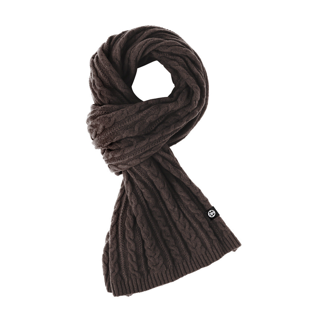Solid Color Scarf For Women Winter Warm Fashion Versatile Shawl Korean Style Sweet Knitted Woolen Long Scarf
