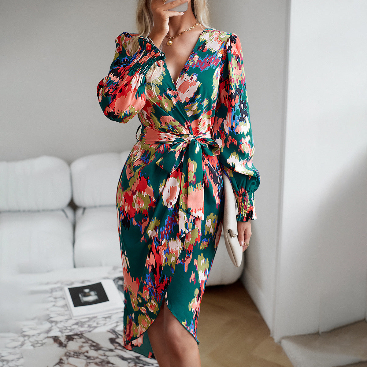 Autumn Winter Elegant V-neck Dress