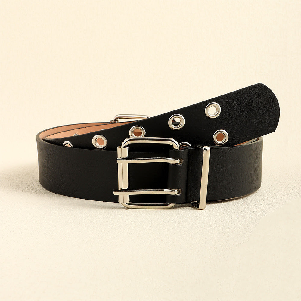 Women's Fashion Double Buckle Casual Belt Hip Hop Punk Hollow Air Belt