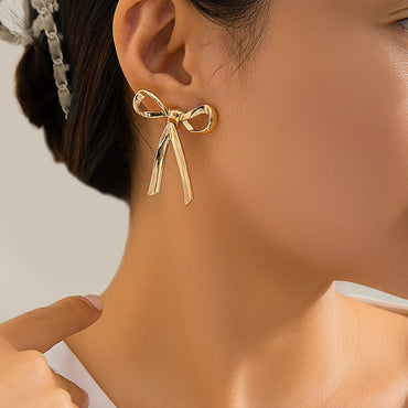 Fashion Personality Metal Bow Stud Earrings