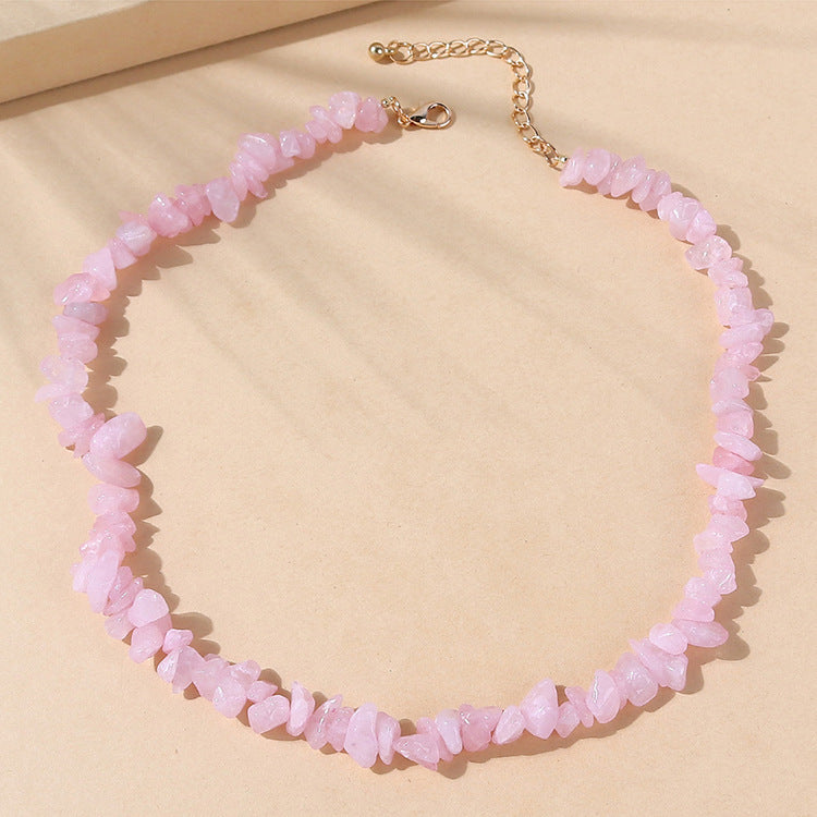 Natural Stone Color Irregular Hand-woven Clavicle Chain