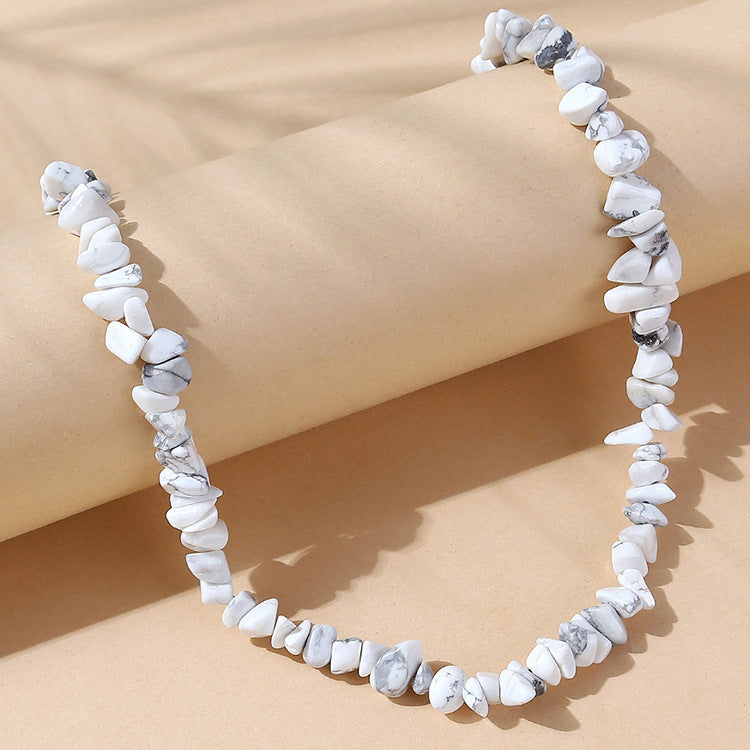 Natural Stone Color Irregular Hand-woven Clavicle Chain