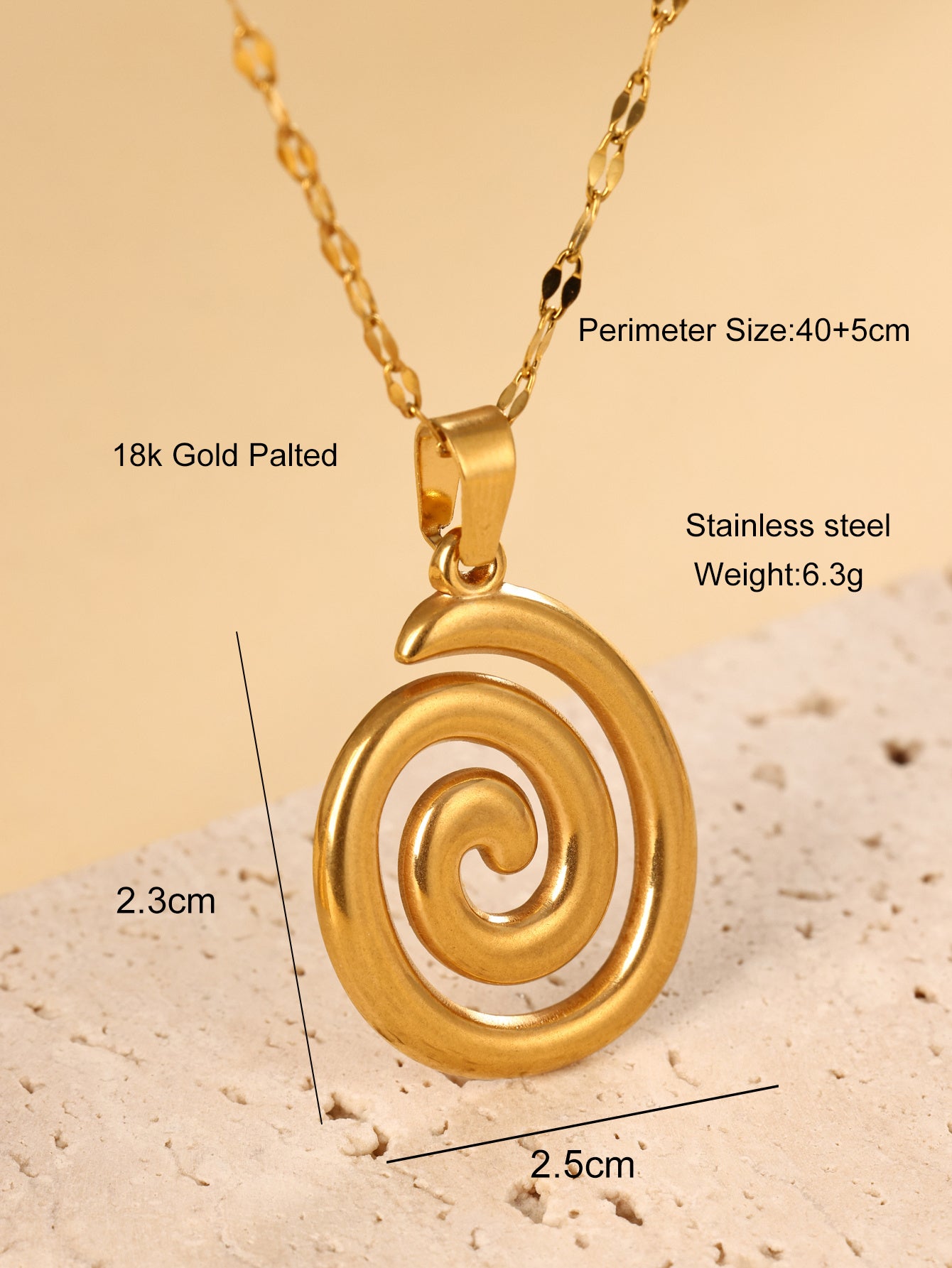 Unique And Niche Design Pendant, Stainless Steel Plated With 18k Gold, Creative And Versatile Geometric Vortex Necklace
