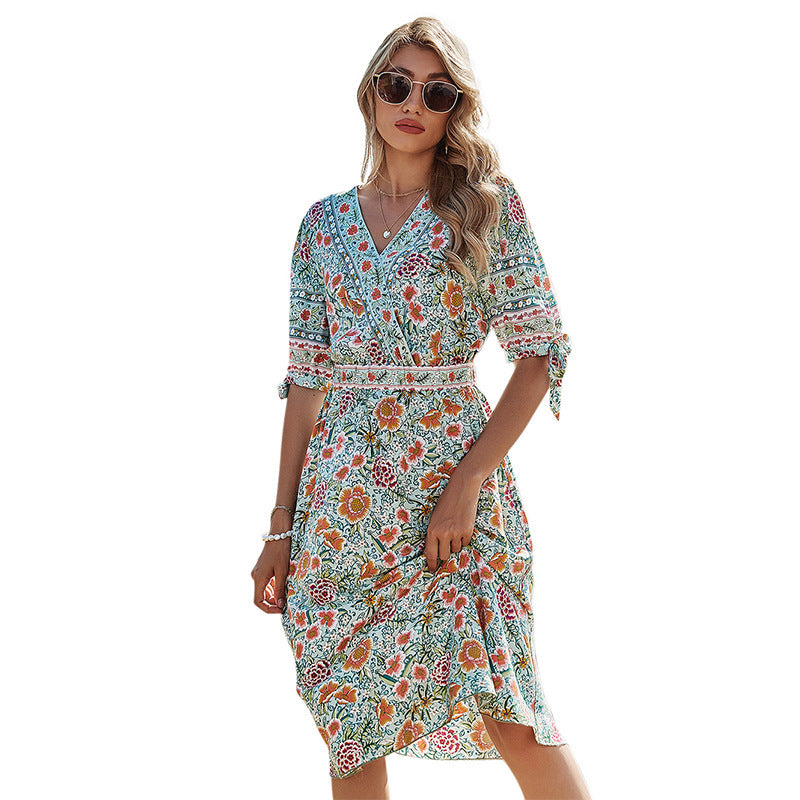 Vacation Style Long Floral Dress Women's Women's A-Line Skirt